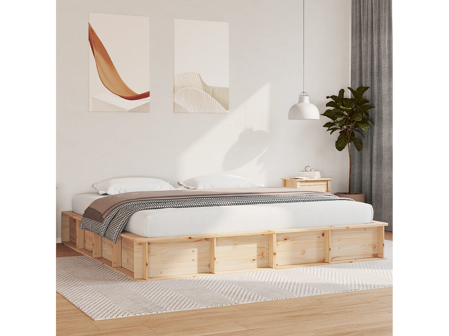 Lit double | Lit adulte | Cadre de lit avec stockage Marron 180x200 cm bois