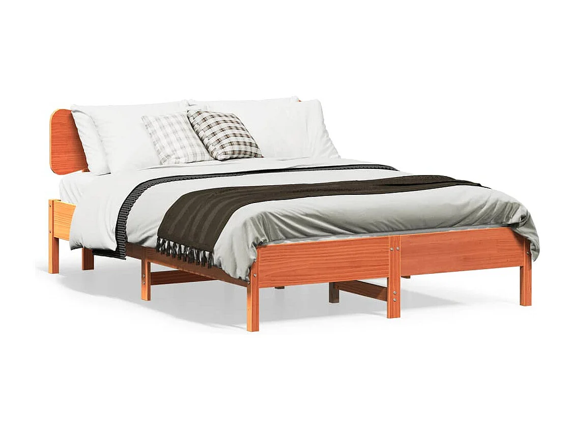 Lit double | Lit adulte | Cadre de lit cire marron 150x200cm bois pin massif