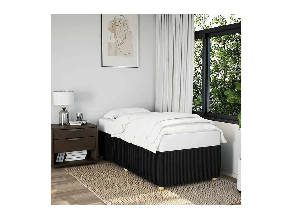 Letto per adulti | Letto singolo | Giroletto senza Materasso Nero 100x200 cm in Tessuto