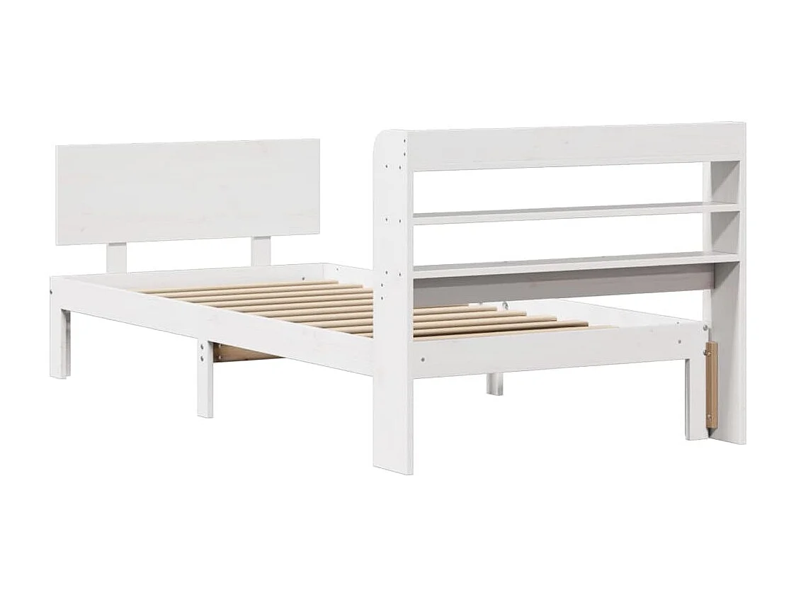Lit simple | Lit adulte, enfant | Cadre de lit avec tête de lit blanc 75x190 cm