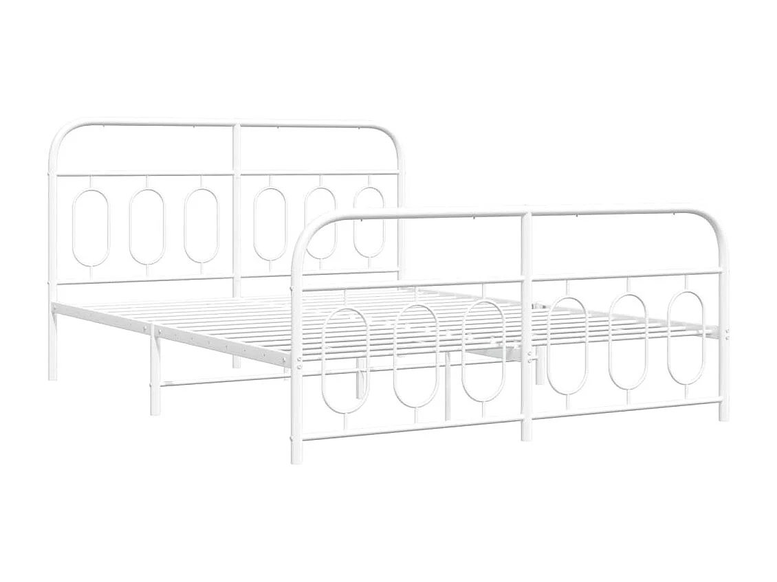 Lit double | Lit adulte | Cadre de lit métal et pied de lit blanc 140x200 cm