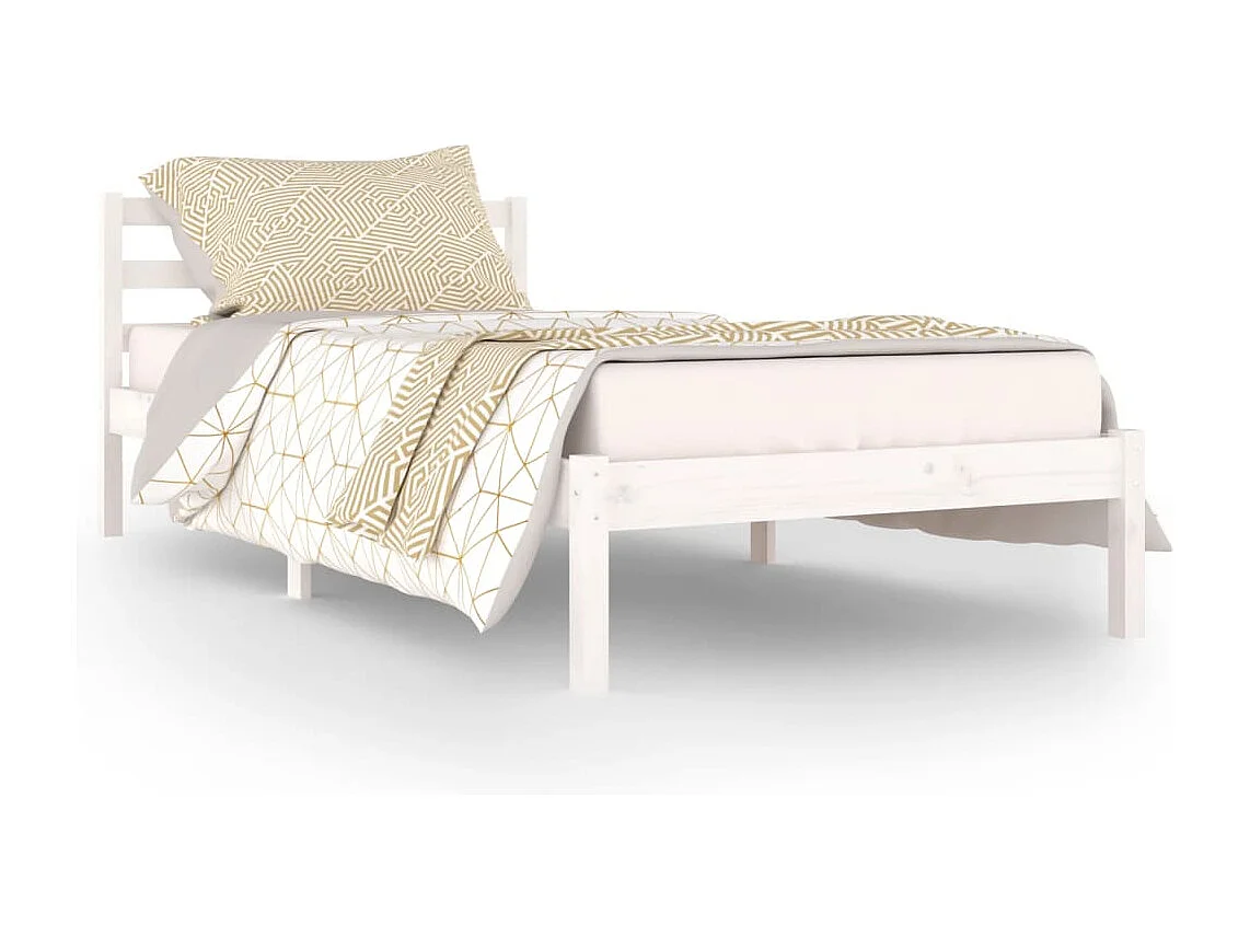 Lit simple | Lit adulte, enfant | Cadre de lit bois de pin massif 90x200 cm blanc