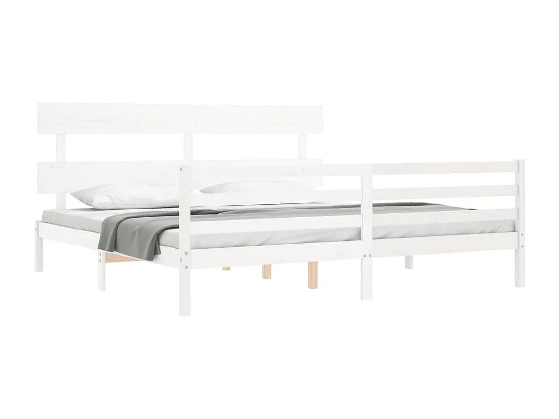 Lit double | Lit adulte | Cadre de lit blanc 200x200 cm bois massif