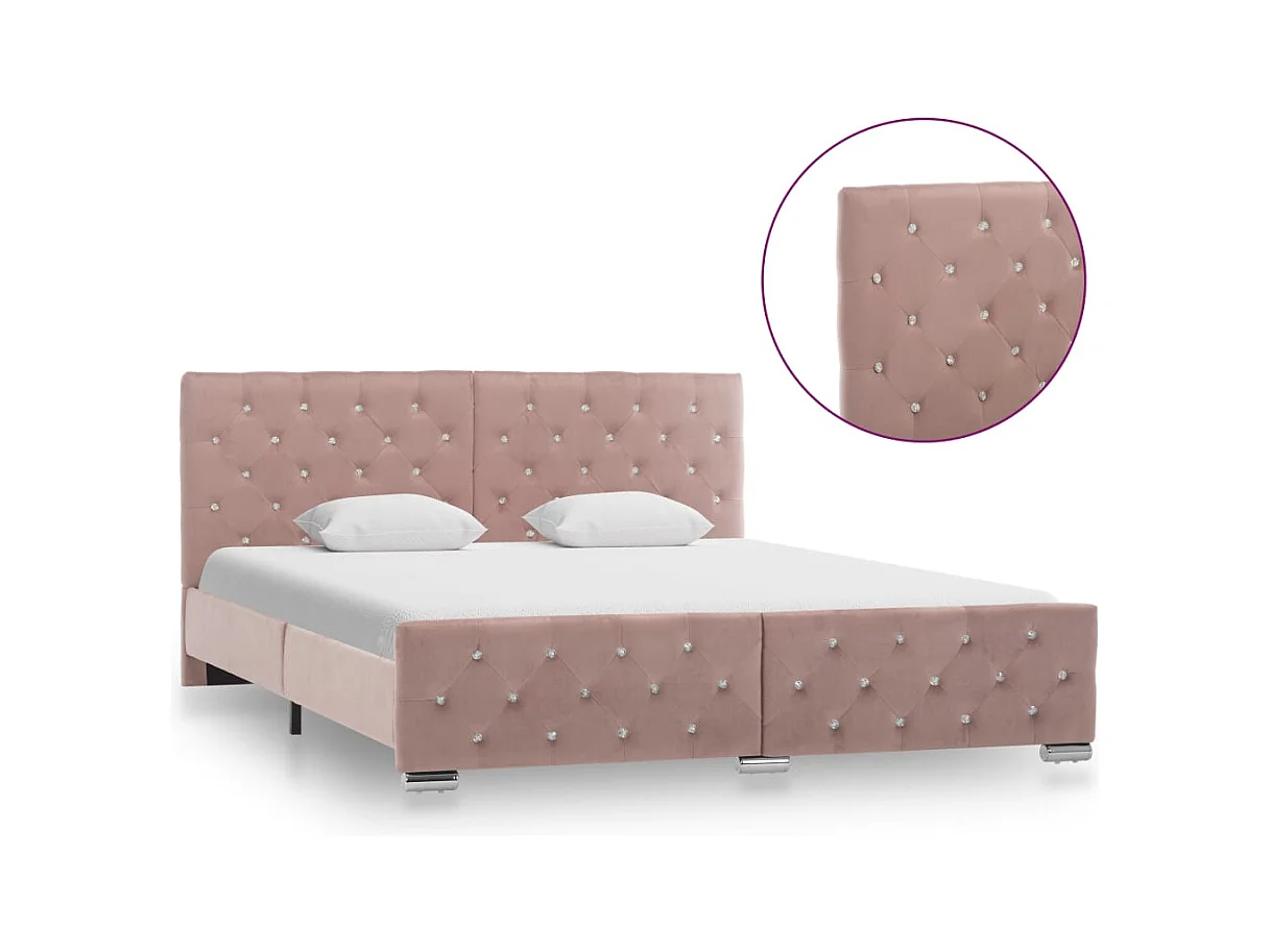 Lit double | Lit adulte | Cadre de lit Rose Velours 160x200 cm