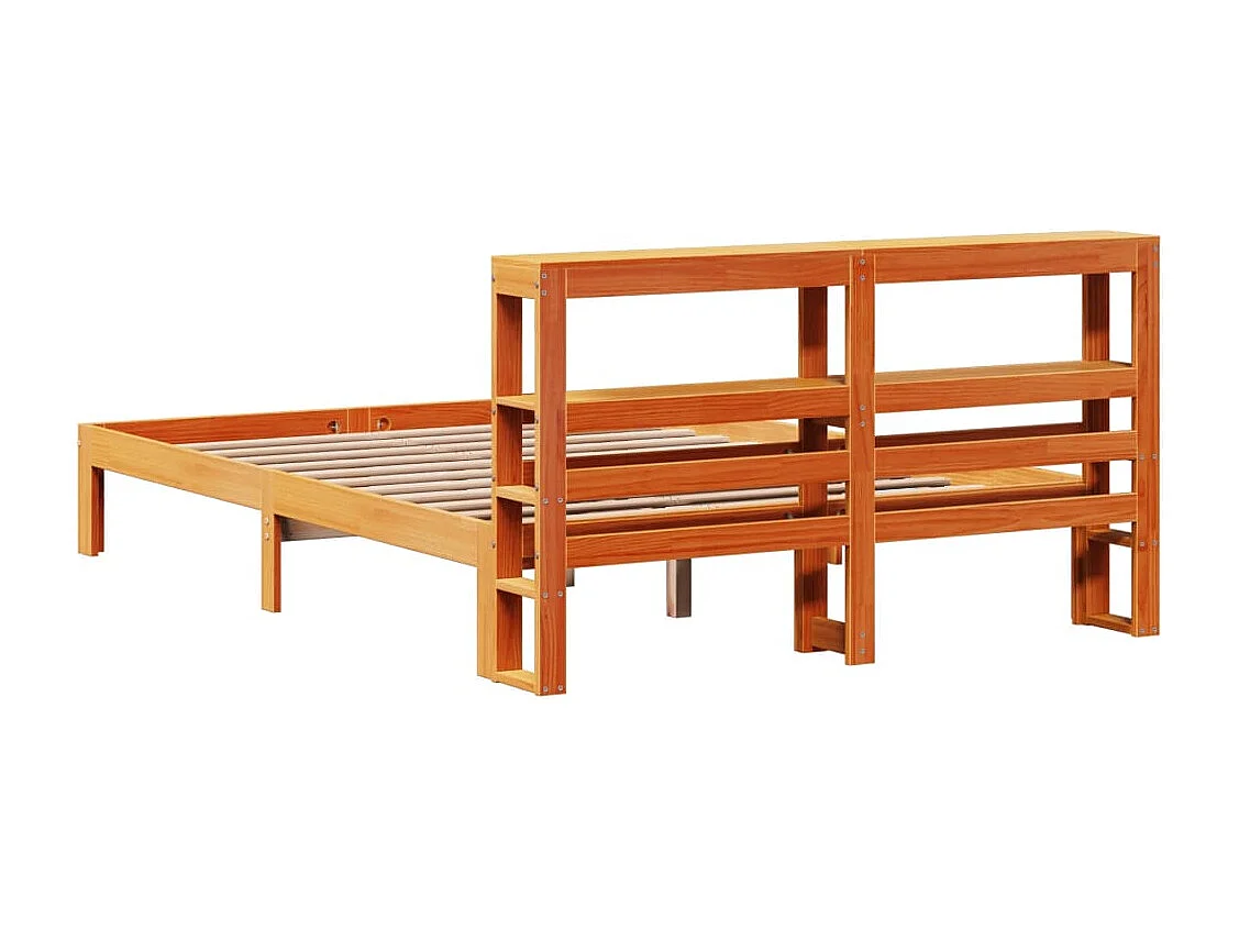 Lit double | Lit adulte | Cadre de lit cire marron 135x190cm bois pin massif