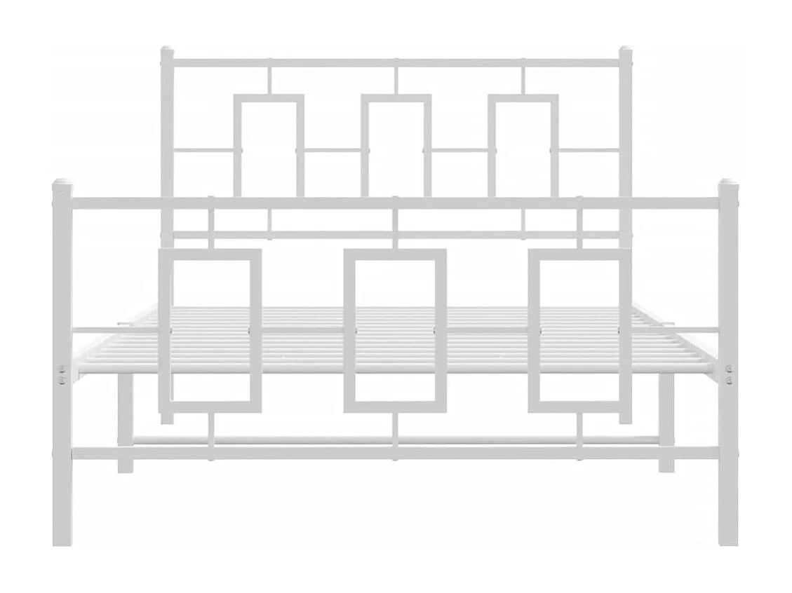 Lit simple | Lit adulte, enfant | Cadre de lit métal et pied de lit blanc 107x203 cm