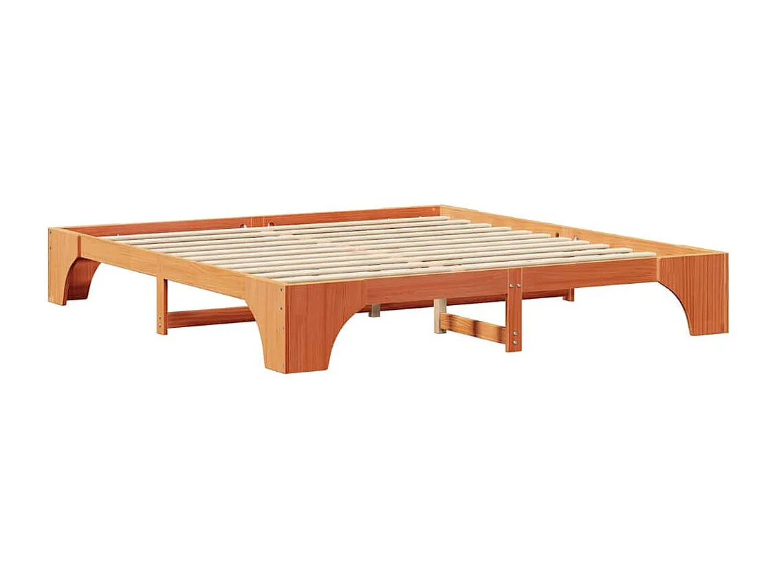 Lit double | Lit adulte | Cadre de lit ciré marron 200x200 cm en bois de pin massif