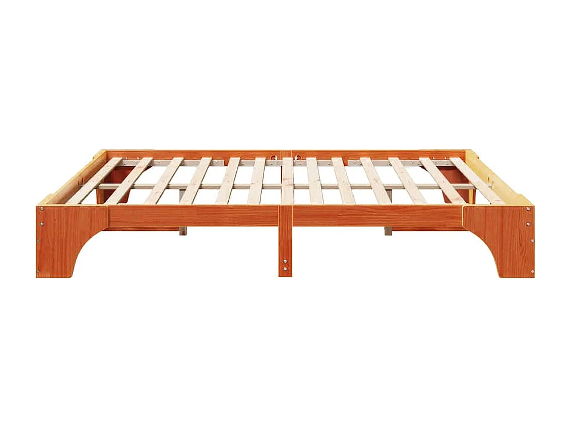 Lit double | Lit adulte | Cadre de lit ciré marron 200x200 cm en bois de pin massif