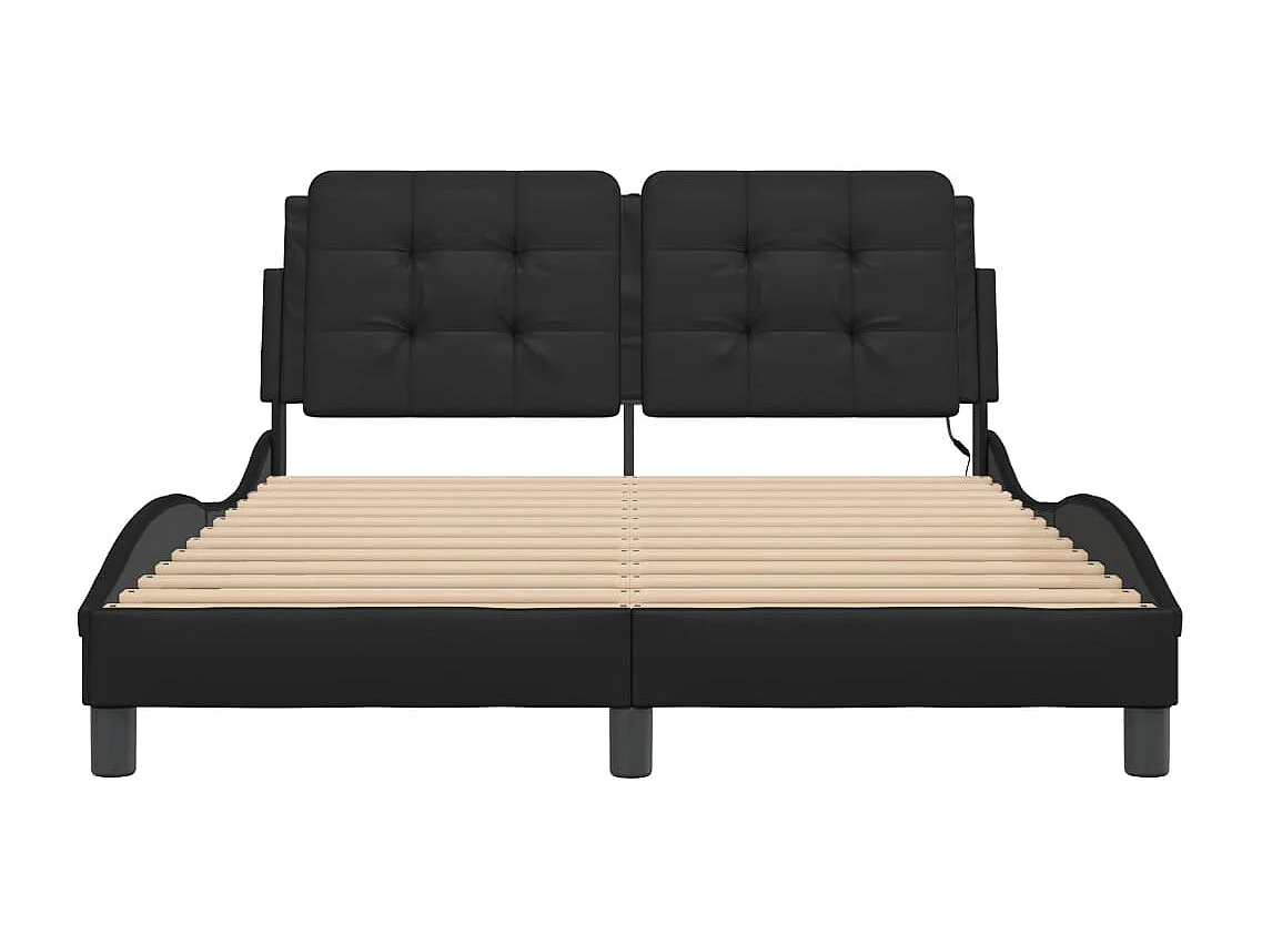 Lit double | Lit adulte | Cadre de lit avec LED noir 140x190 cm
