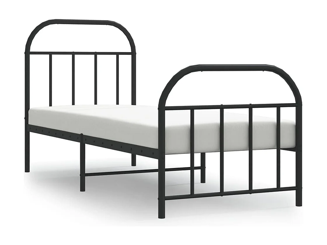 Lit simple | Lit adulte, enfant | Cadre de lit métal avec pied de lit noir 75x190 cm
