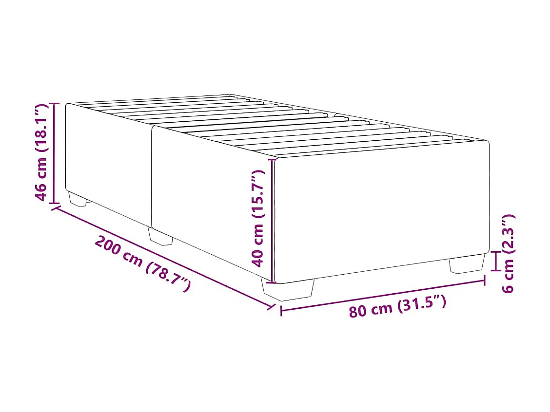Lit simple | Lit adulte, enfant | Cadre de lit gris foncé 80x200 cm tissu