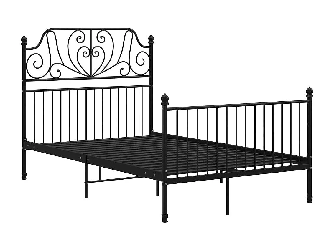 Lit simple | Lit adulte, enfant | Cadre de lit noir métal 120x200 cm