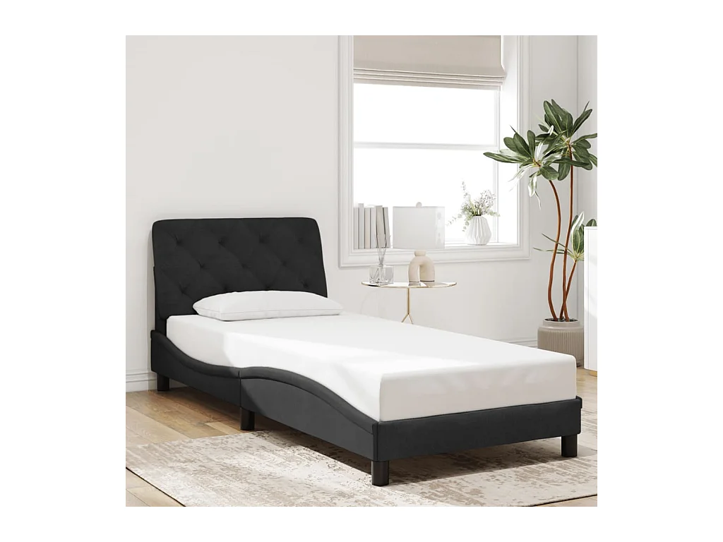 Lit simple | Lit adulte, enfant | Cadre de lit noir 80x200 cm velours