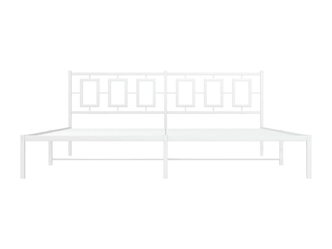 Lit double | Lit adulte | Cadre de lit métal et tête de lit blanc 200x200 cm