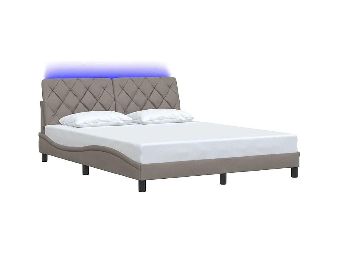 Lit double | Lit adulte | Cadre de lit avec LED taupe 160x200 cm tissu