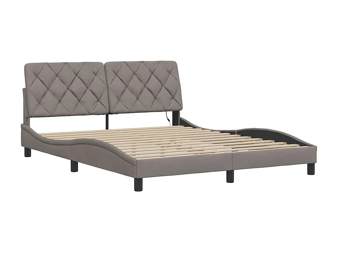 Lit double | Lit adulte | Cadre de lit avec LED taupe 160x200 cm tissu