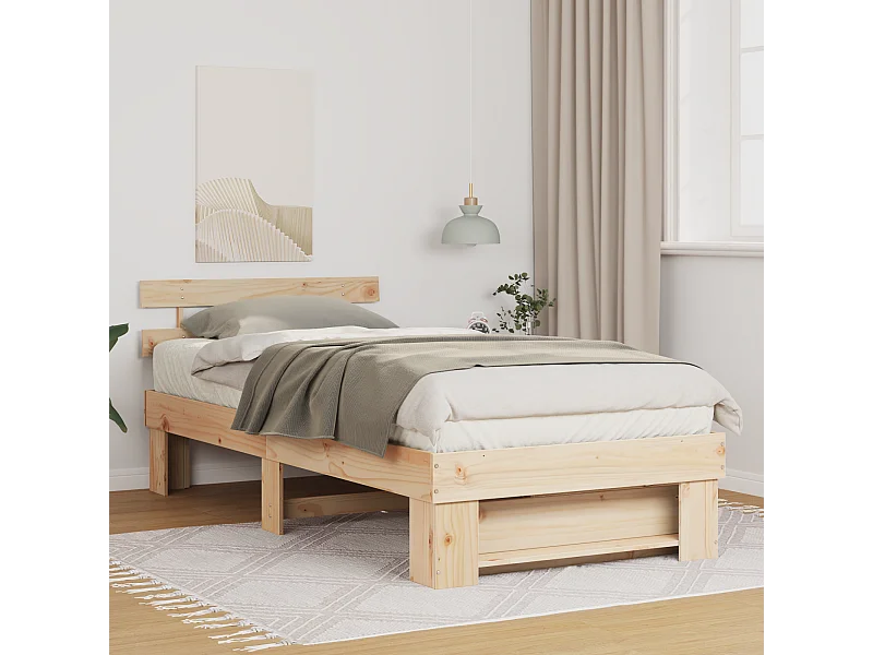 Lit simple | Lit adulte, enfant | Cadre de lit Marron 75x190 cm Bois massif en pin