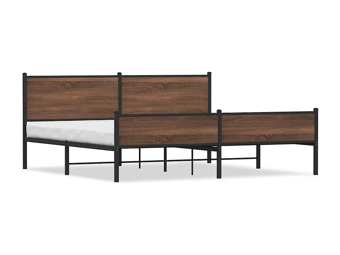 Lit double | Lit adulte | Cadre de lit en métal chêne marron 200x200 cm