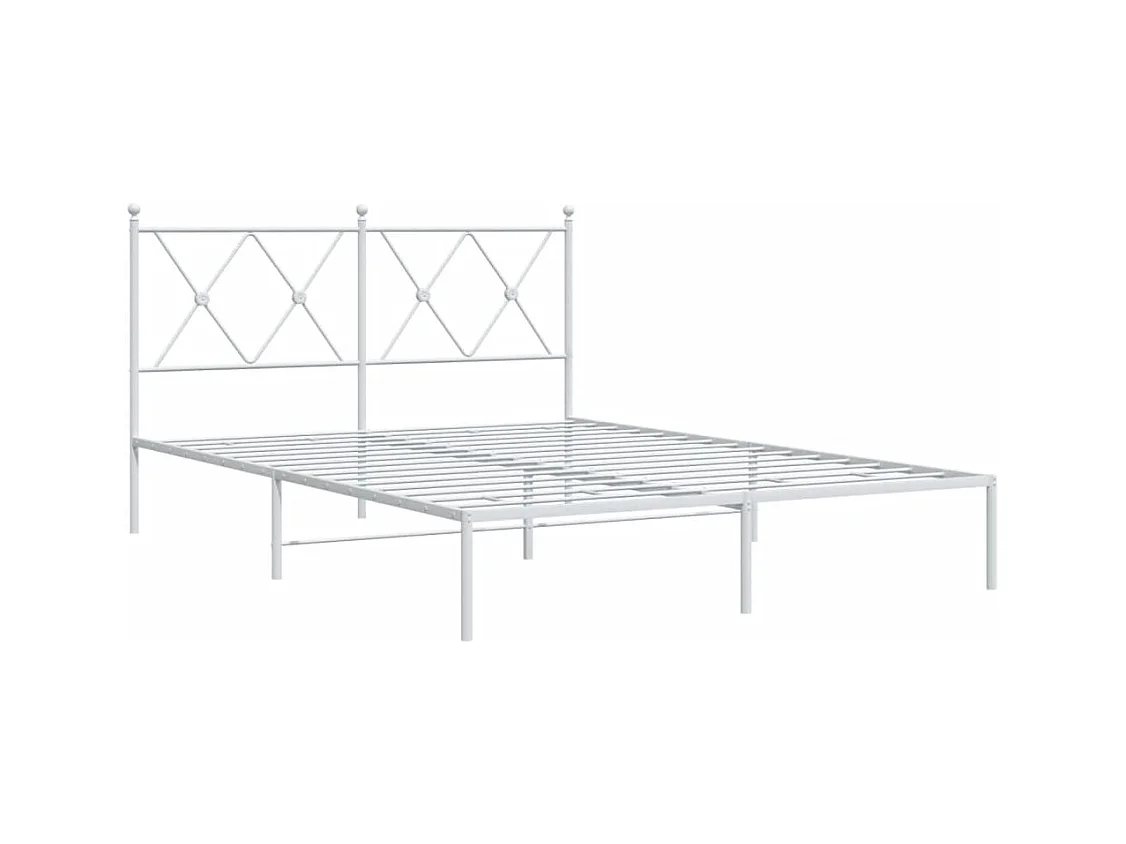Lit double | Lit adulte | Cadre de lit métal et tête de lit blanc 140x190 cm