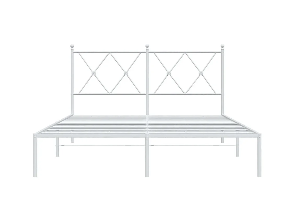 Lit double | Lit adulte | Cadre de lit métal et tête de lit blanc 140x190 cm