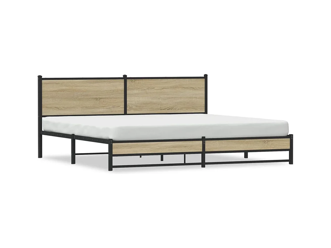 Letto per adulti | Letto matrimoniale | Giroletto senza Materaso in Metallo Rovere Sonoma 193x203 cm