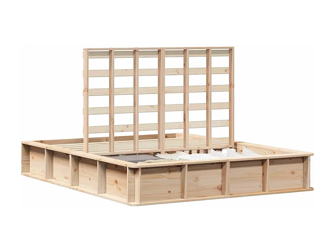 Lit double | Lit adulte | Cadre de lit avec rangement intégré - 150x200 cm en pin massif