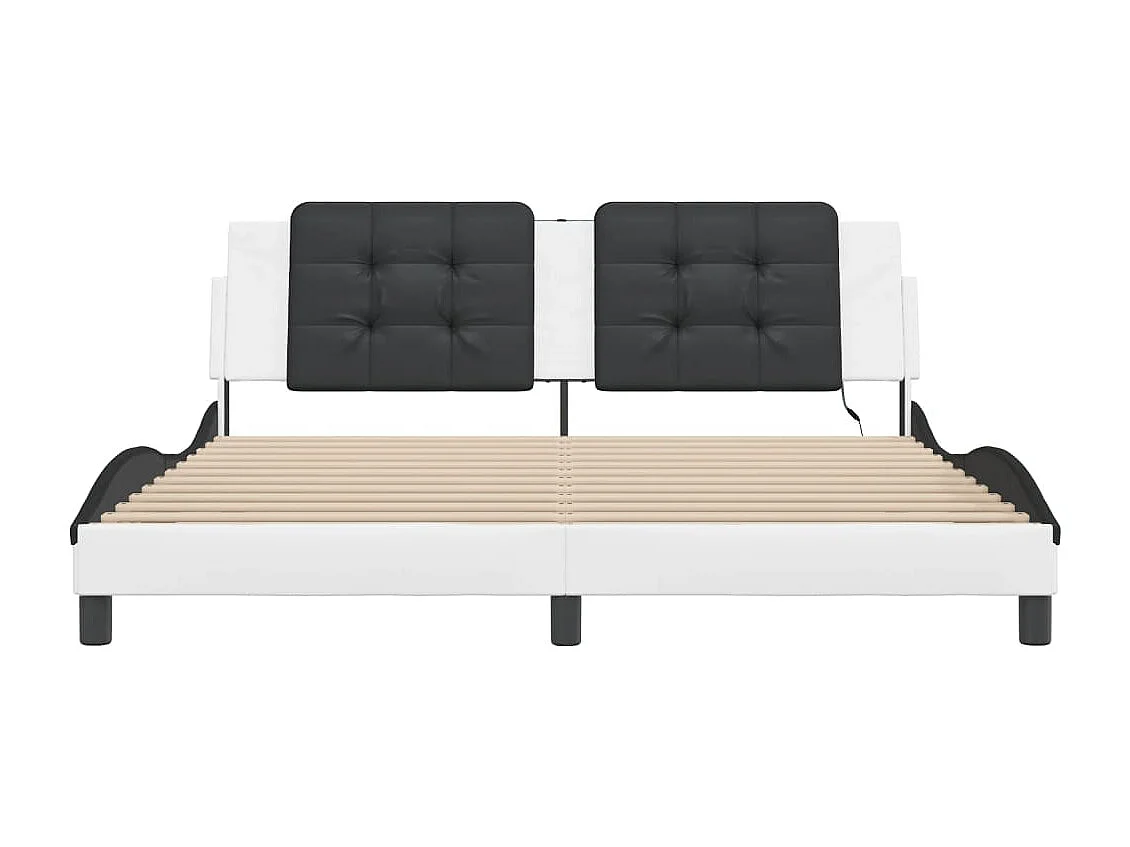 Lit double | Lit adulte | Cadre de lit avec LED blanc et noir 180x200 cm