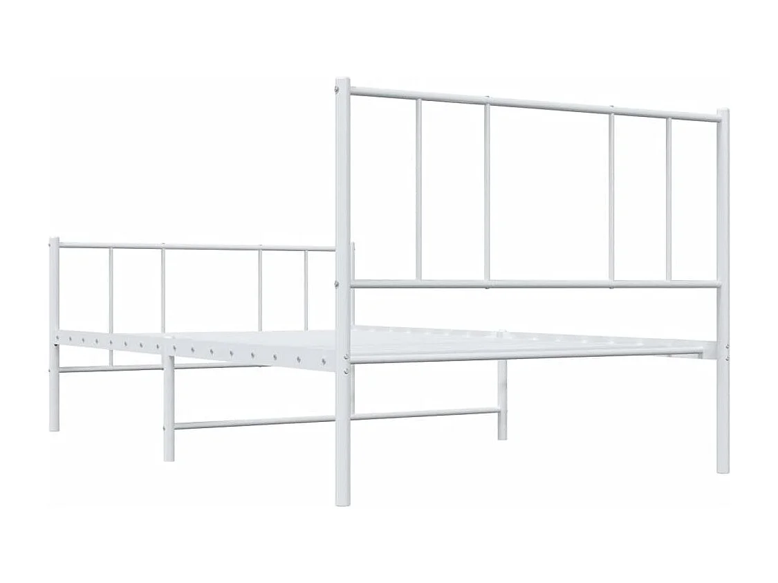 Lit simple | Lit adulte, enfant | Cadre de lit métal avec pied de lit blanc 80x200cm