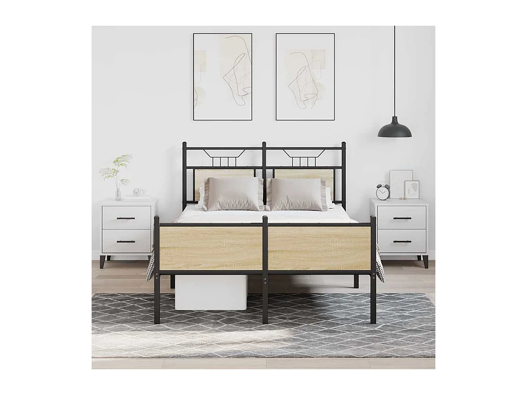 Letto per adulti | Letto singolo | Giroletto senza Materasso Rovere Sonoma 120x190cm in Truciolato