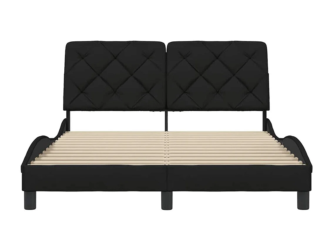 Lit double | Lit adulte | Cadre de lit noir 140x190 cm tissu