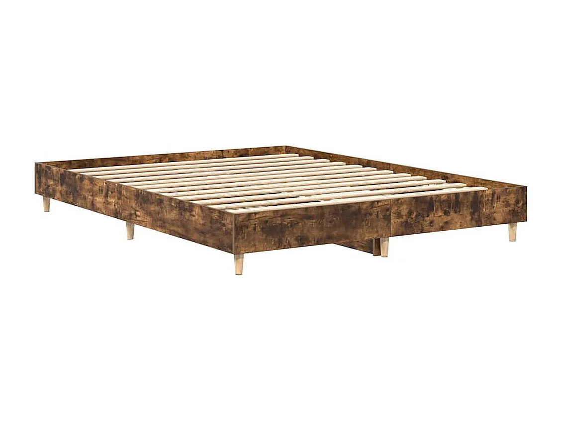 Letto per adulti | Letto matrimoniale | Giroletto senza Materasso Rovere Fumo 140x200 cm in Truciolato