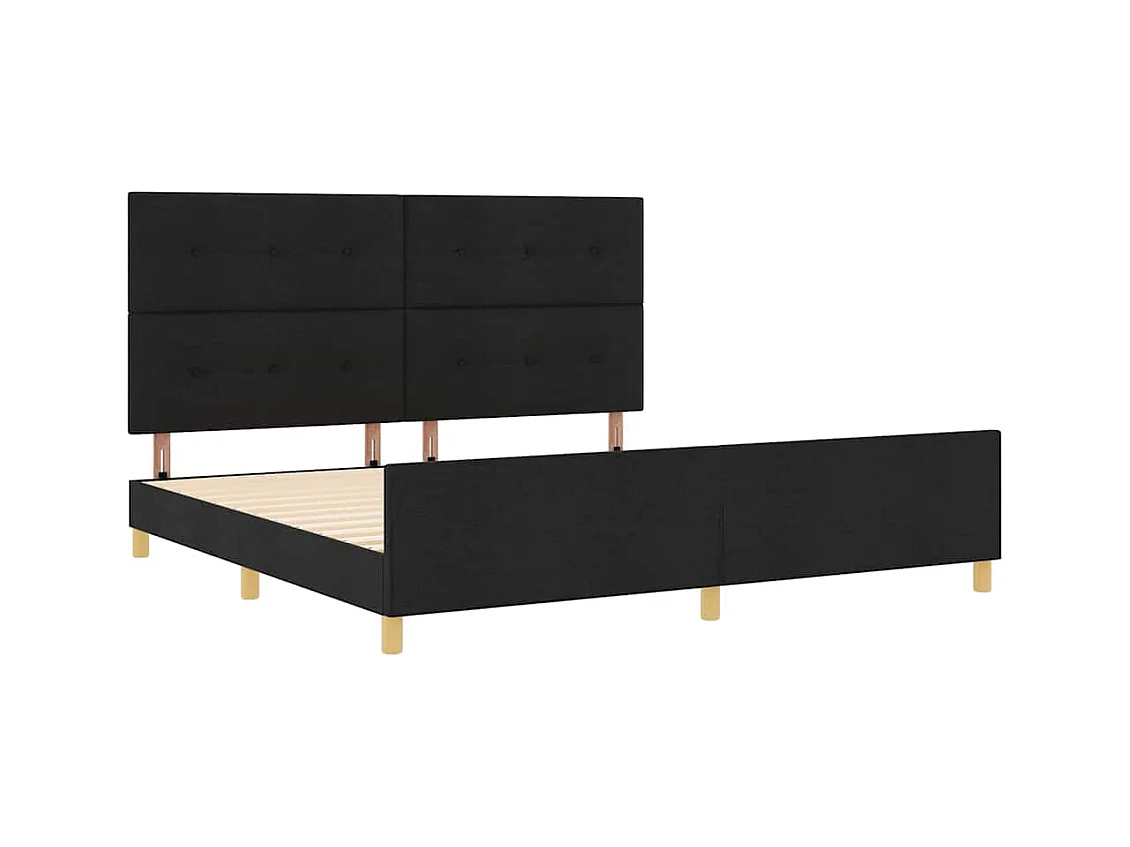 Lit double | Lit adulte | Cadre de lit avec tête de lit Noir 200x200 cm tissu