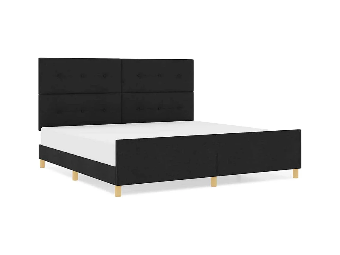Lit double | Lit adulte | Cadre de lit avec tête de lit Noir 200x200 cm tissu