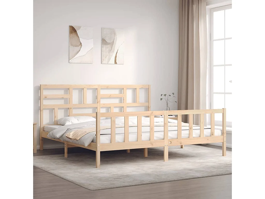 Lit double | Lit adulte | Cadre de lit bois massif de pin 180x200 cm
