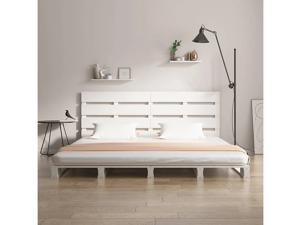 Lit double | Lit adulte | Cadre de lit blanc 160x200 cm bois de pin massif