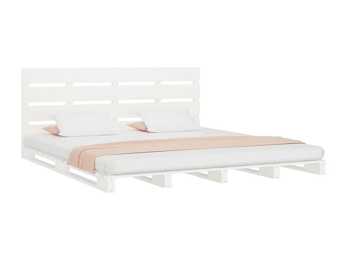Lit double | Lit adulte | Cadre de lit blanc 160x200 cm bois de pin massif