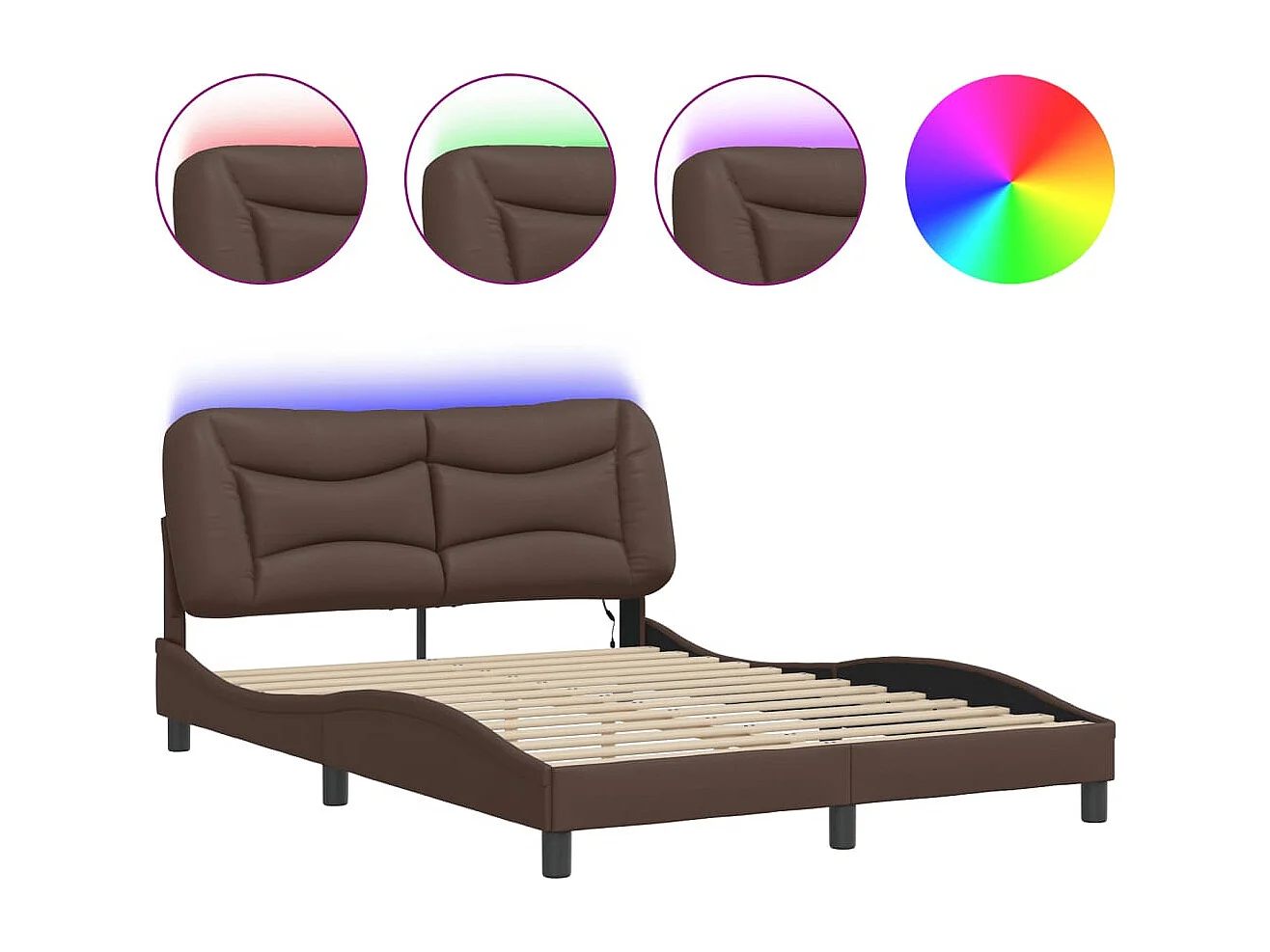 Lit simple | Lit adulte, enfant | Cadre de lit avec LED marron 120x200 cm