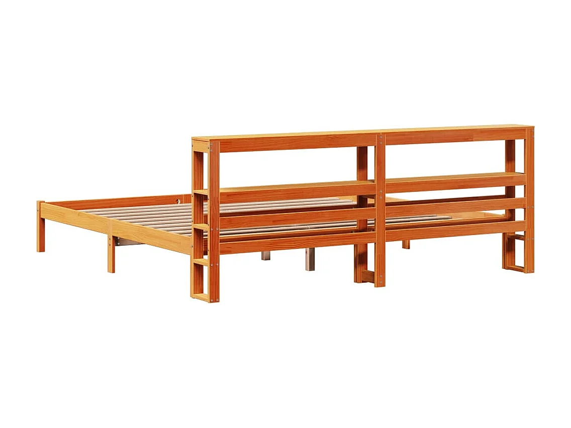 Lit double | Lit adulte | Cadre de lit et tête de lit cire marron 180x200 cm