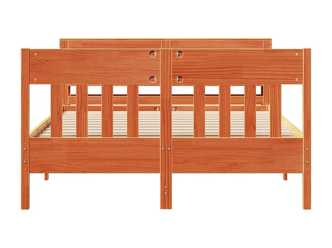 Lit double | Lit adulte | Cadre de lit cire marron 135x190cm bois pin massif