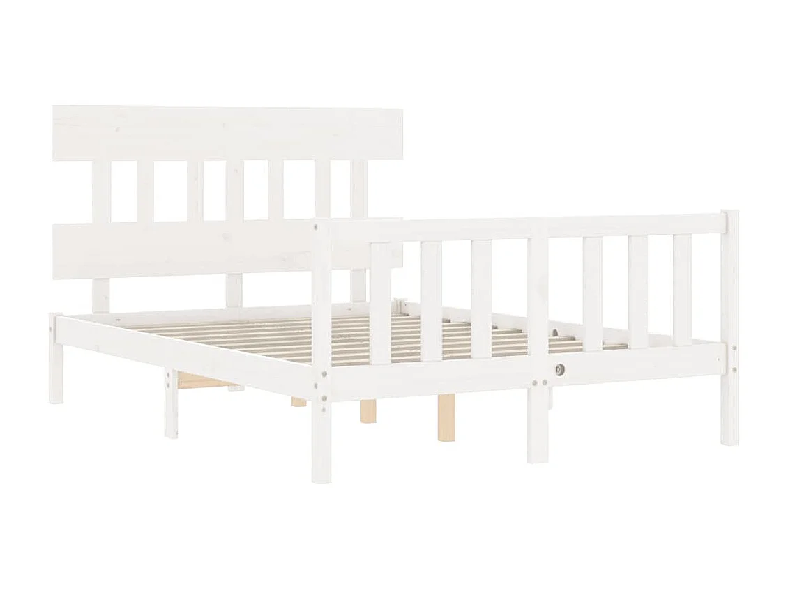 Lit simple | Lit adulte, enfant | Cadre de lit blanc 120x200 cm bois de pin massif