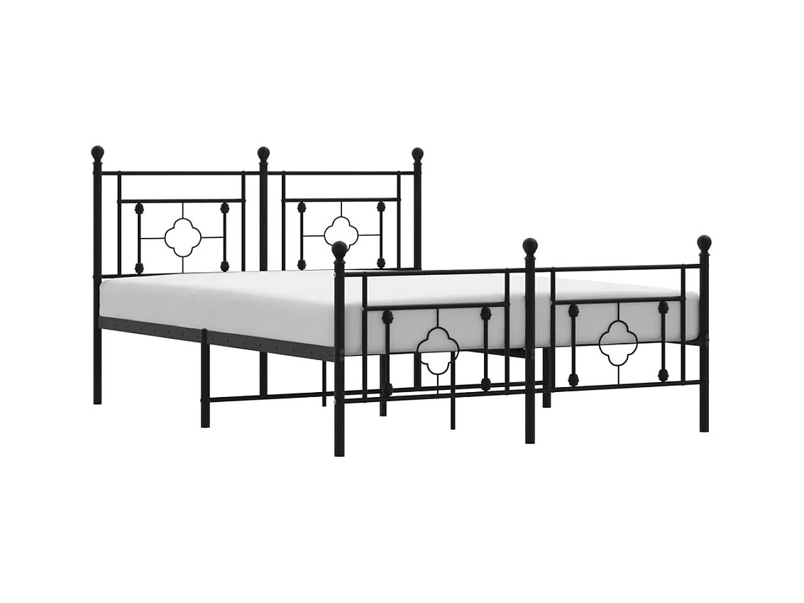 Lit double | Lit adulte | Cadre de lit métal avec pied de lit noir 140x190cm