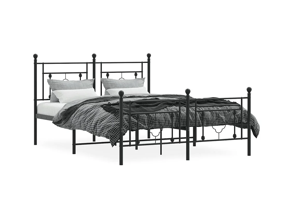 Lit double | Lit adulte | Cadre de lit métal avec pied de lit noir 140x190cm