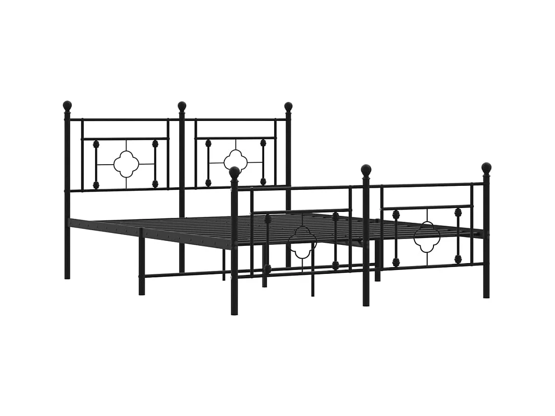 Lit double | Lit adulte | Cadre de lit métal avec pied de lit noir 140x190cm