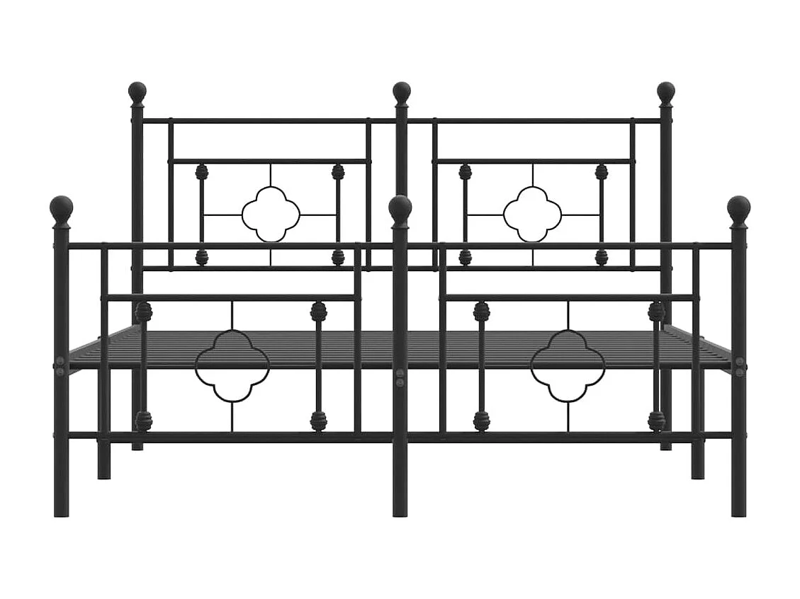 Lit double | Lit adulte | Cadre de lit métal avec pied de lit noir 140x190cm