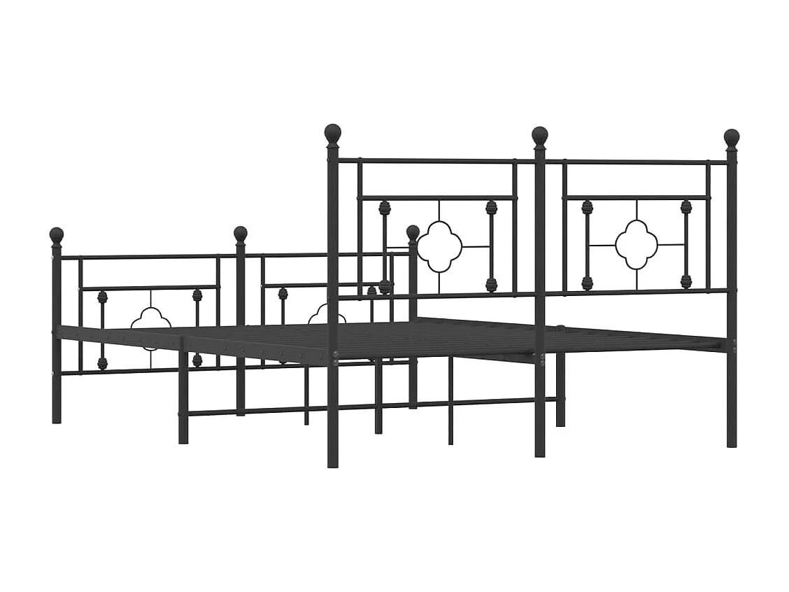 Lit double | Lit adulte | Cadre de lit métal avec pied de lit noir 140x190cm
