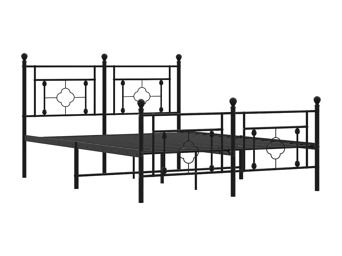 Lit double | Lit adulte | Cadre de lit métal avec pied de lit noir 140x190cm