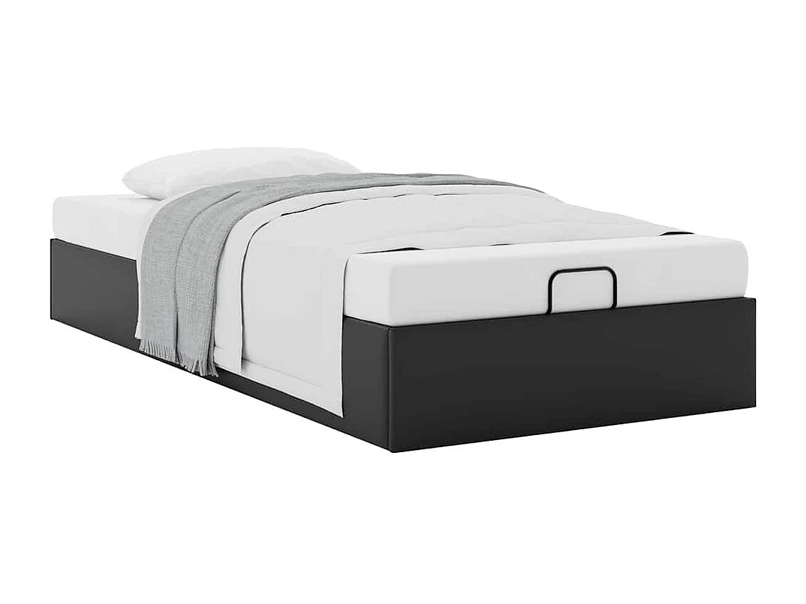 Lit simple | Lit adulte, enfant | Cadre de lit ottoman noir 100x200 cm similicuir