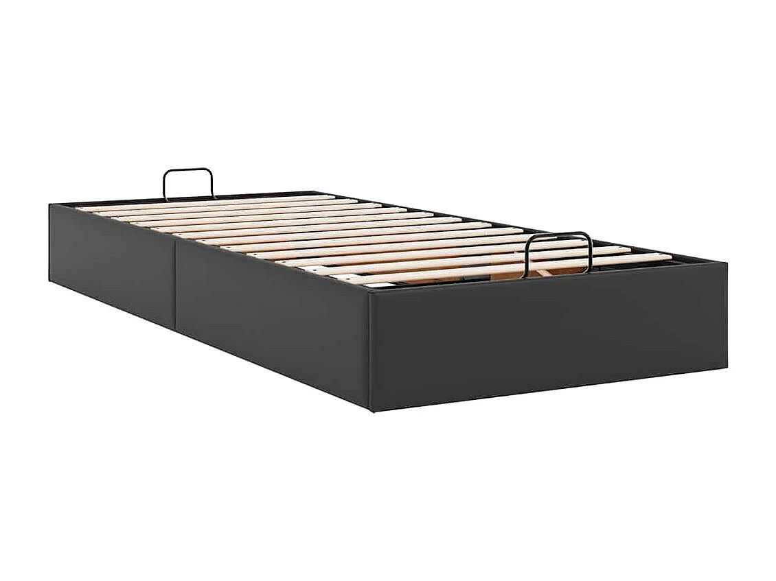 Lit simple | Lit adulte, enfant | Cadre de lit ottoman noir 100x200 cm similicuir