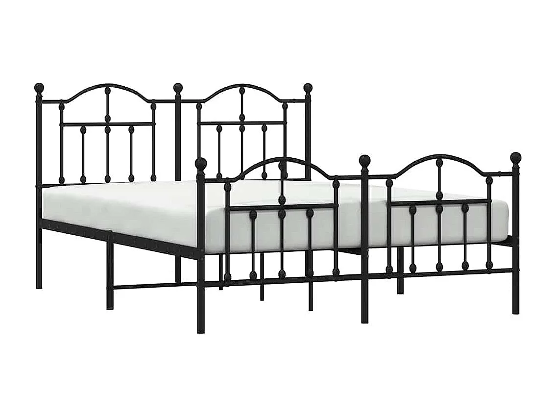 Lit double | Lit adulte | Cadre de lit métal avec pied de lit noir 135x190cm