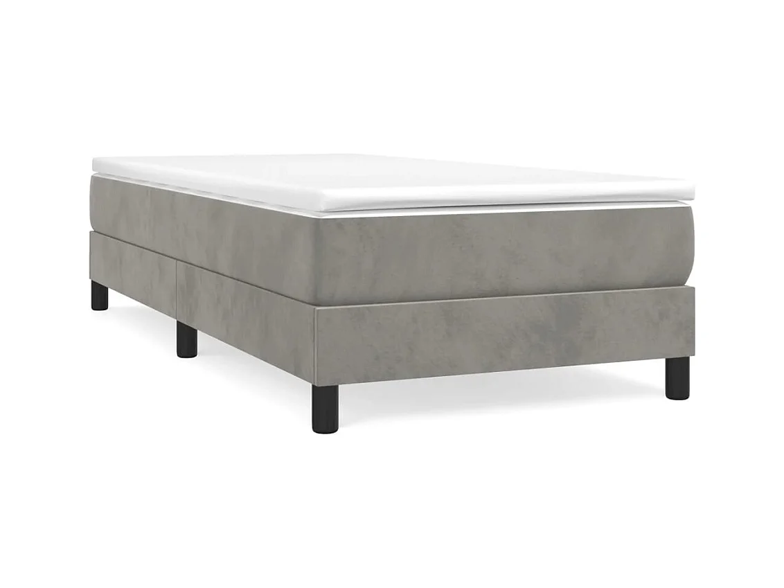 Lit simple | Lit adulte, enfant | Cadre de lit gris clair 80x200 cm velours